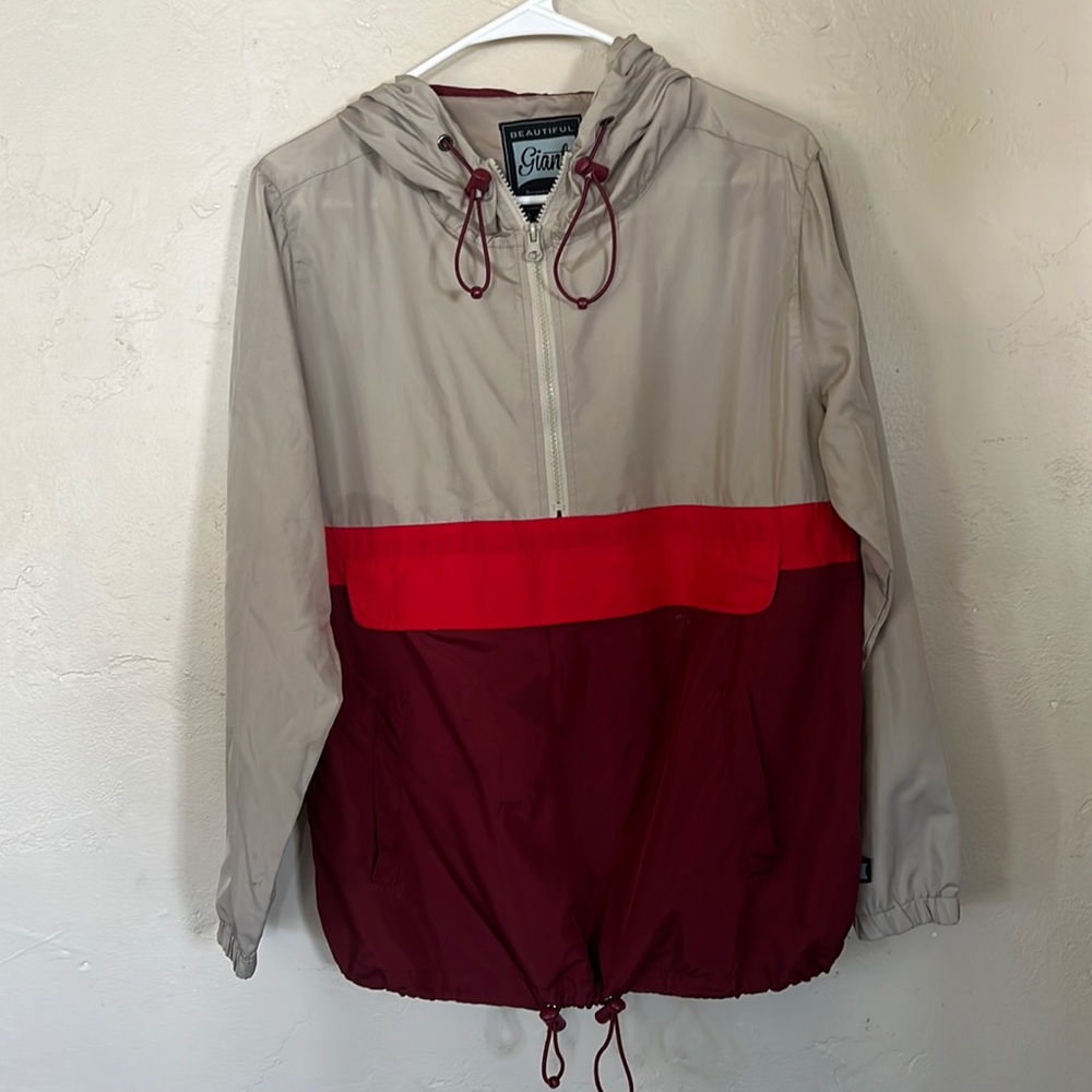 Beautiful Giant Color Block Windbreaker Hooded Jacket